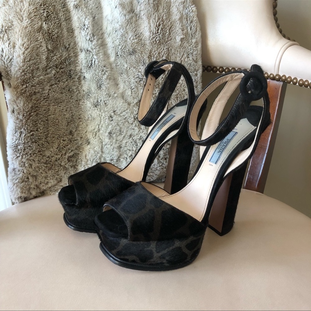 Prada Black Velvet High Heel Sandals